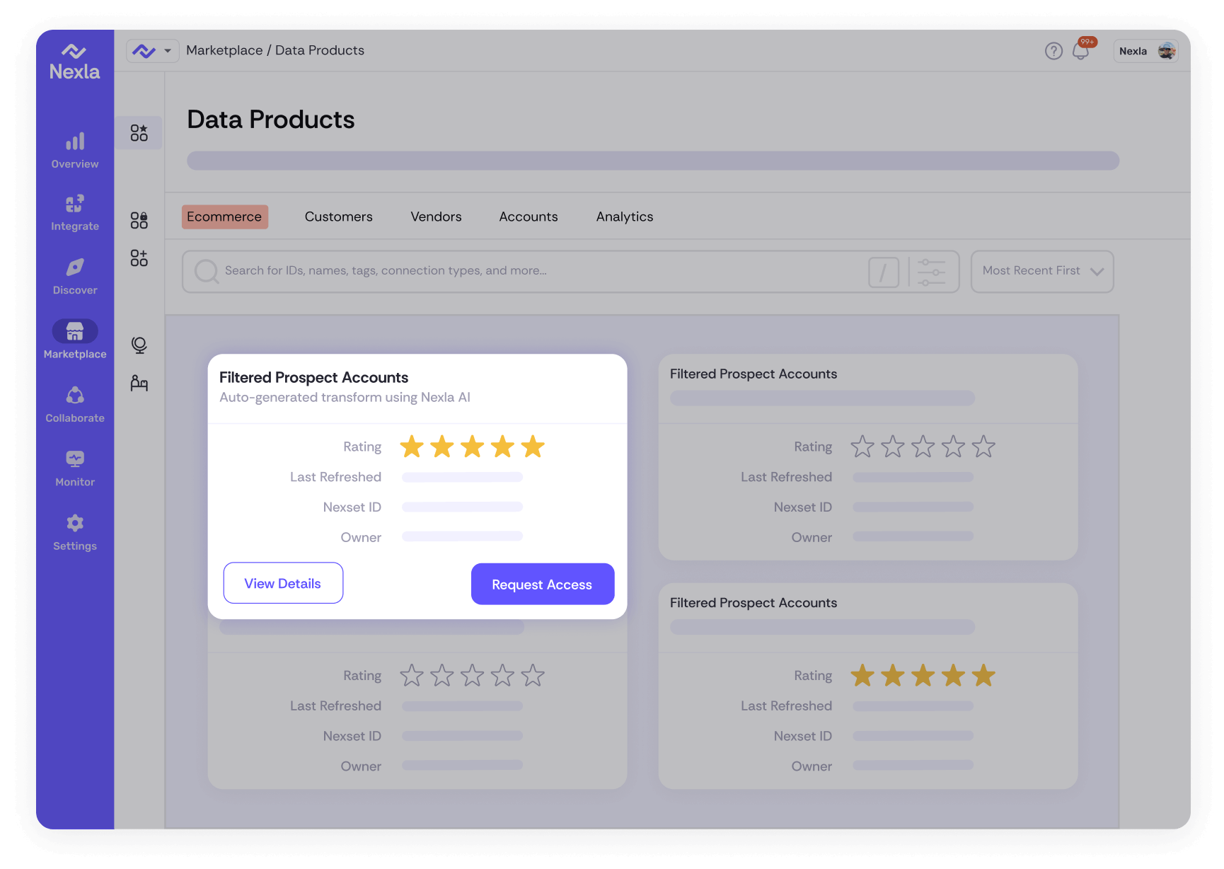 Nexla Private Marketplace for Data Products